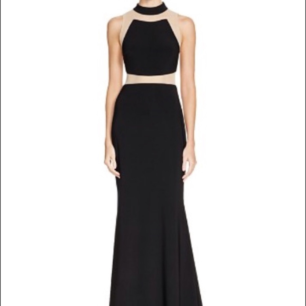 Illusion Floor Length Dress (gown) - Aqua